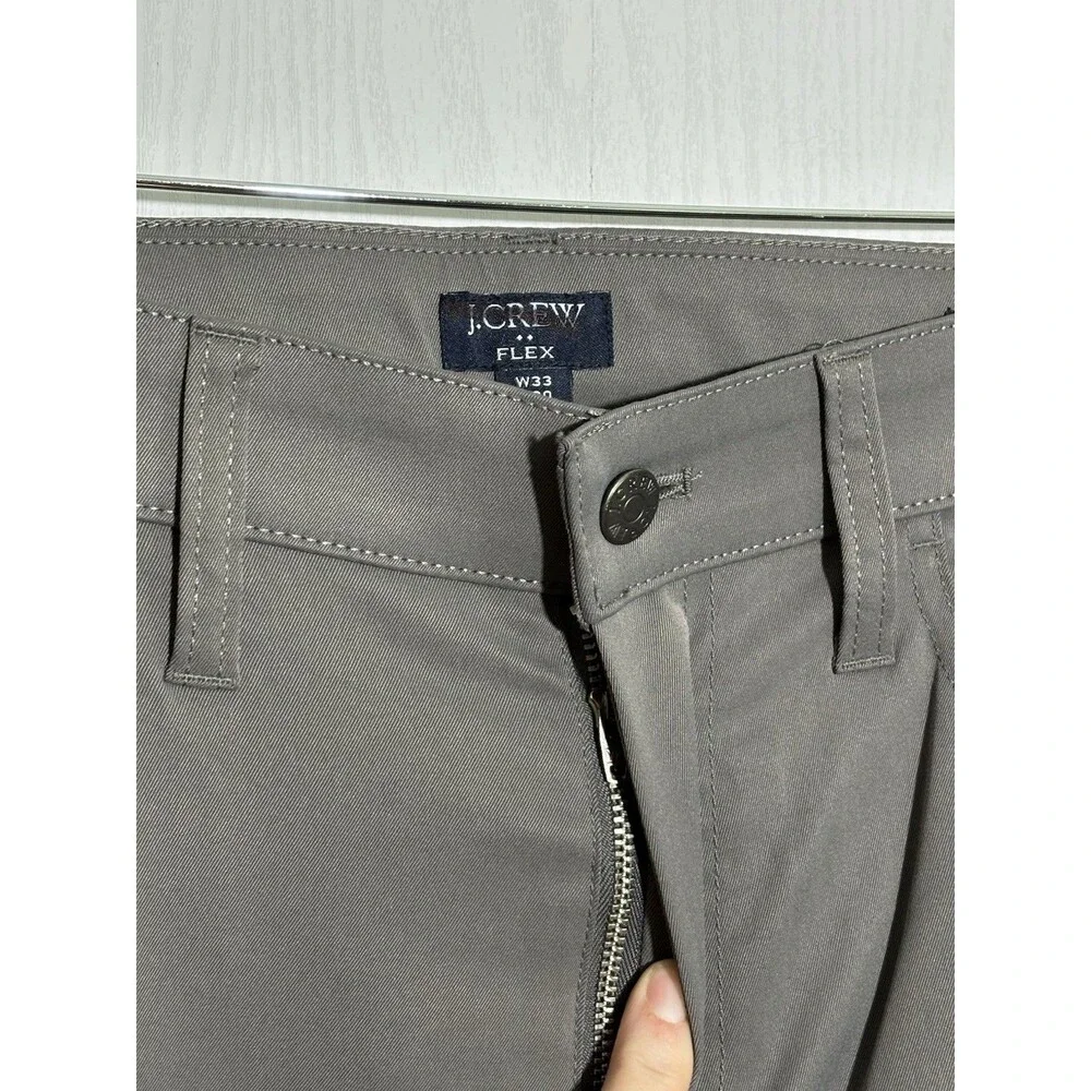 J.Crew Tech Pants Mens 33 30 Gray Slim Fit Flex Chino 5 Pocket Flat Front New